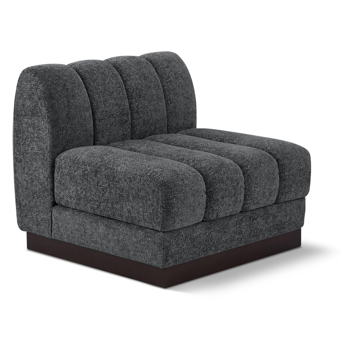 Quinn Grey Chenille Fabric Upholstered Modular Armless Chair in grey chenille fabric, primary product view