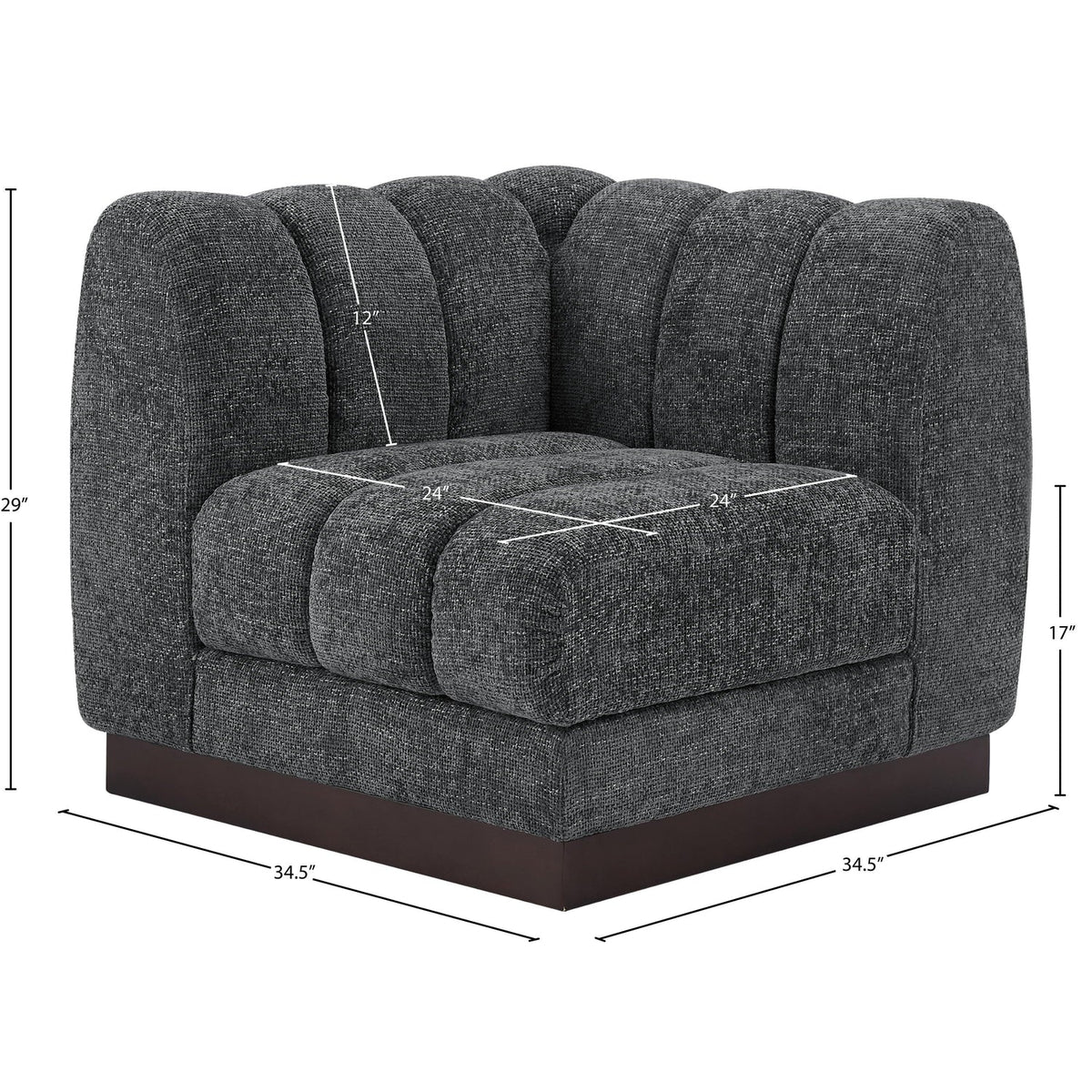 Quinn Grey Chenille Fabric Upholstered Modular Corner Chair