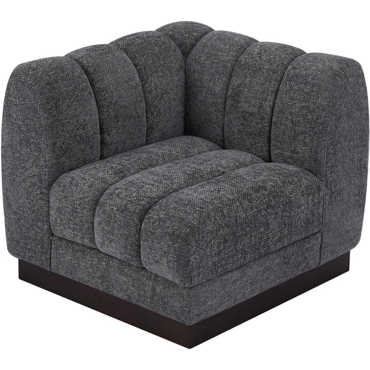 Quinn Grey Chenille Fabric Upholstered Modular Corner Chair