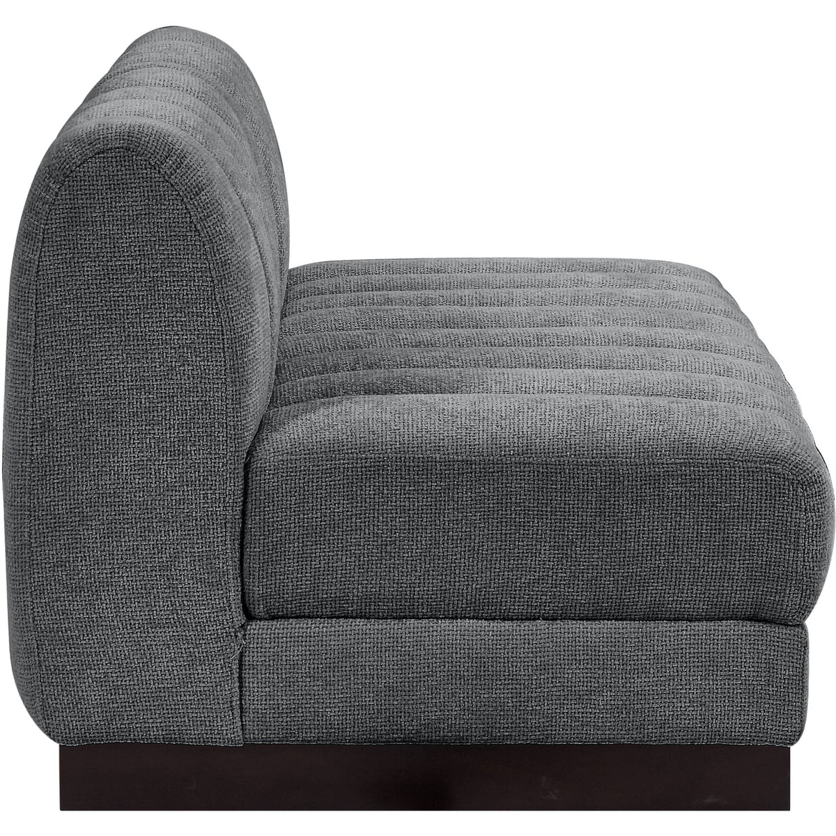 Quinn 64in Grey Chenille Fabric Upholstered 2 Piece Armless Modular Loveseat