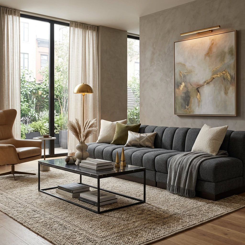 Quinn 96" Grey Chenille Fabric Upholstered 3pc. Armless Modular Sofa in grey chenille fabric, primary product view