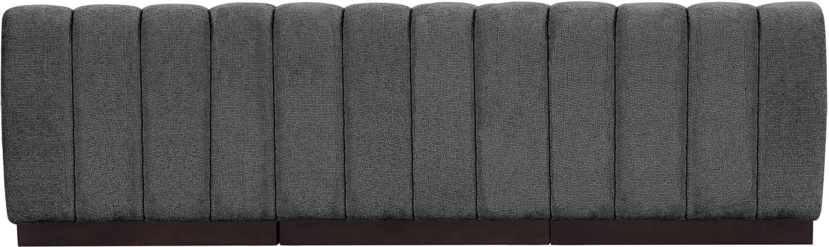 Quinn 96in Grey Chenille Fabric Upholstered 3 Piece Armless Modular Sofa
