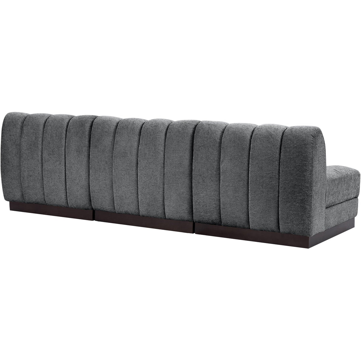Quinn 96in Grey Chenille Fabric Upholstered 3 Piece Armless Modular Sofa
