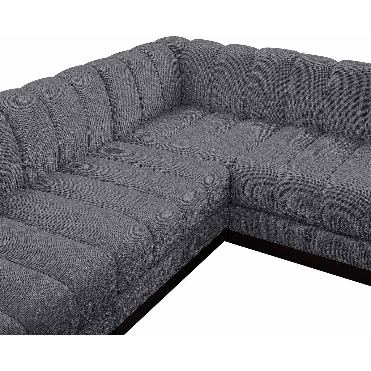 Quinn 98in Grey Chenille Fabric Upholstered 5 Piece Modular Sectional Sofa