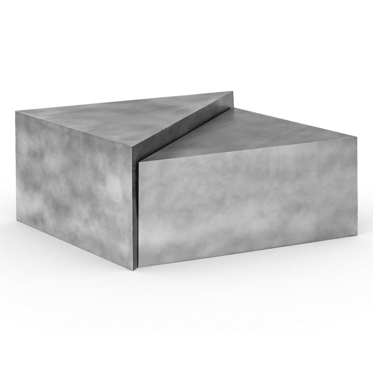 Zani Silver Iron Coffee Table in antique silver iron, geometric form, primary product view