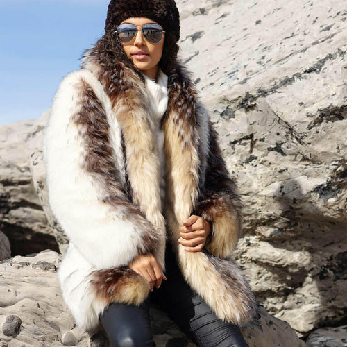 Fabulous Furs Arctic Wolf Faux Fur Coat