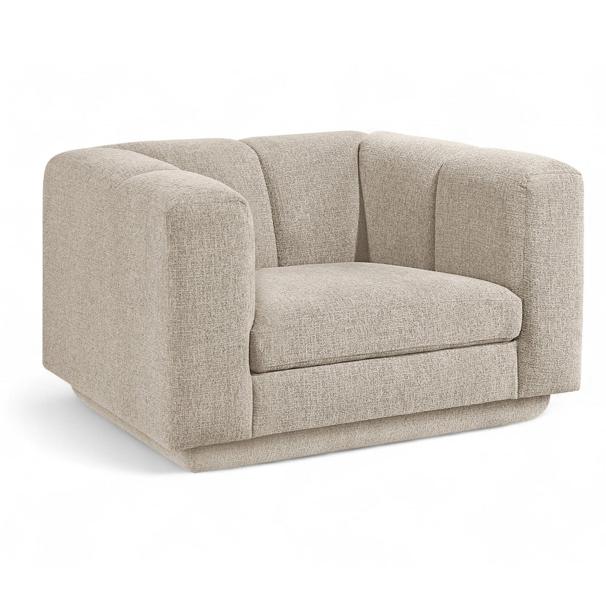 Modari Beige Fabric Upholstered Chair in beige polyester fabric, primary product view