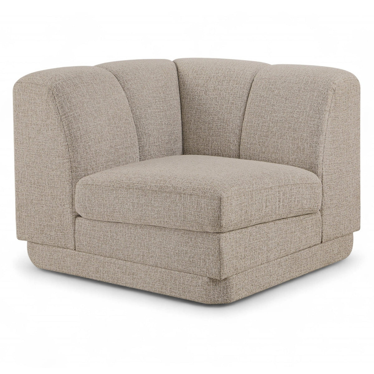 Modari Beige Fabric Upholstered Corner Chair in beige chenille-blend polyester, 37.5"W, primary product view