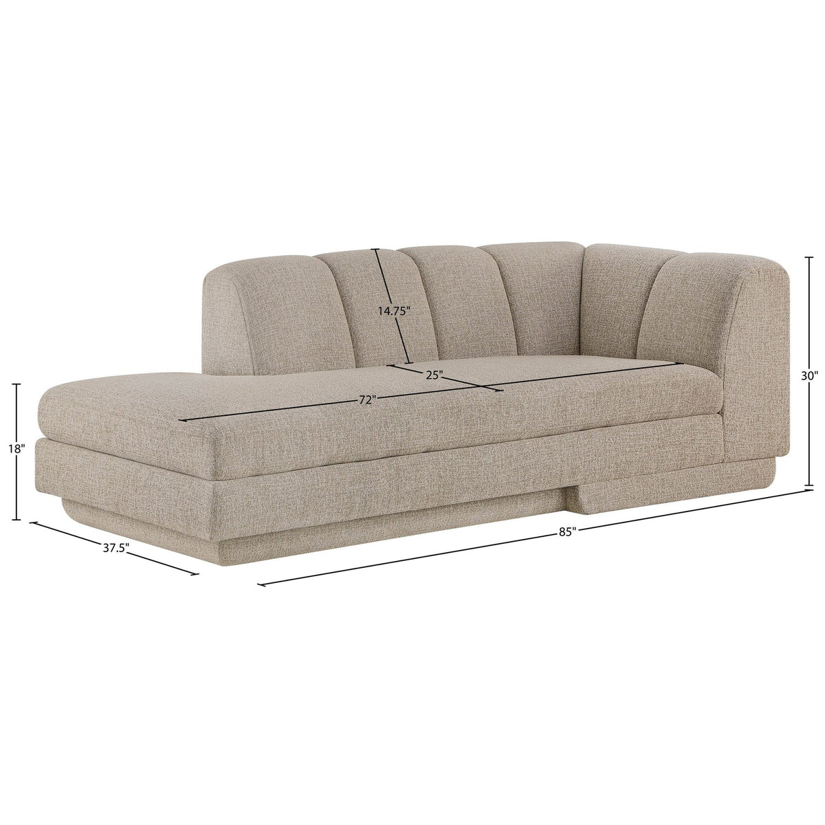 Modari Beige Fabric Upholstered Left Arm Chaise
