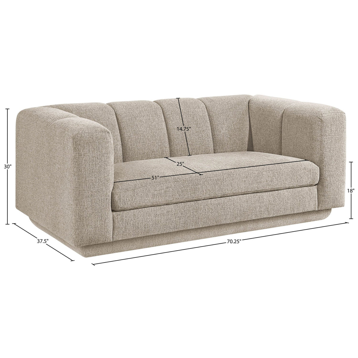 Modari 70.25in Beige Fabric Upholstered Loveseat
