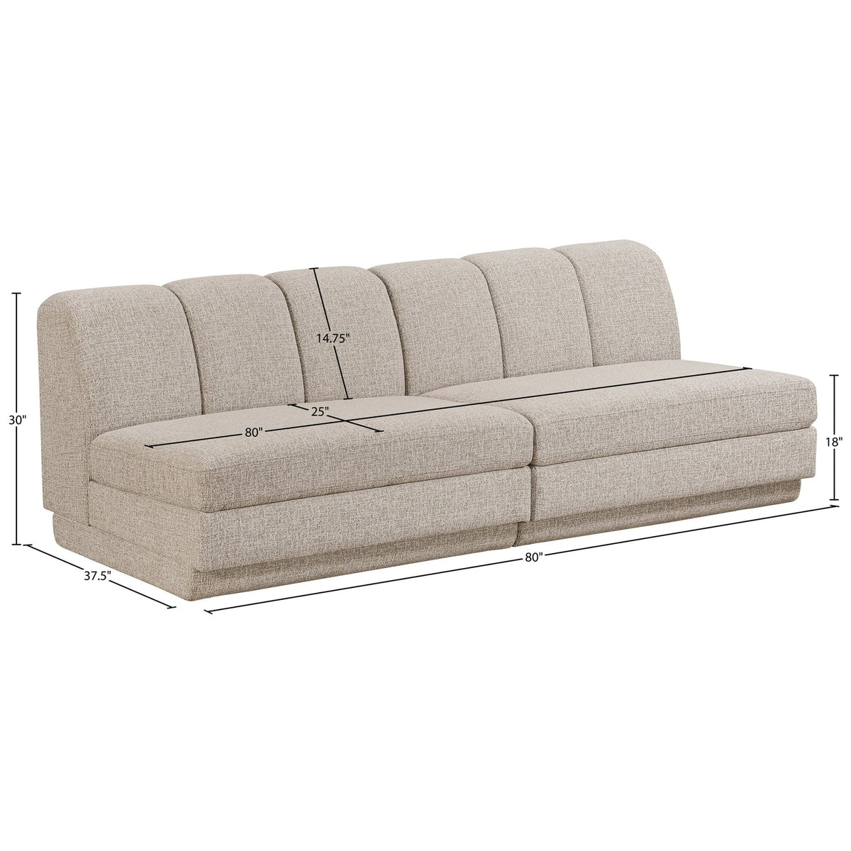 Modari Beige Fabric Upholstered 2 Piece Modular Sofa