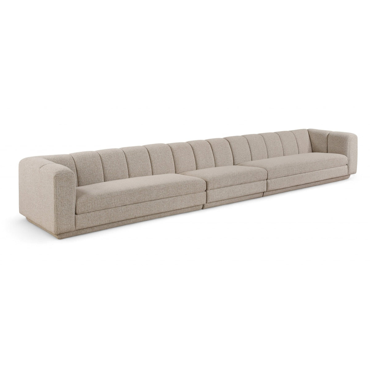 Modari Beige Fabric Upholstered 3pc. Modular Sofa in beige polyester fabric, primary product view