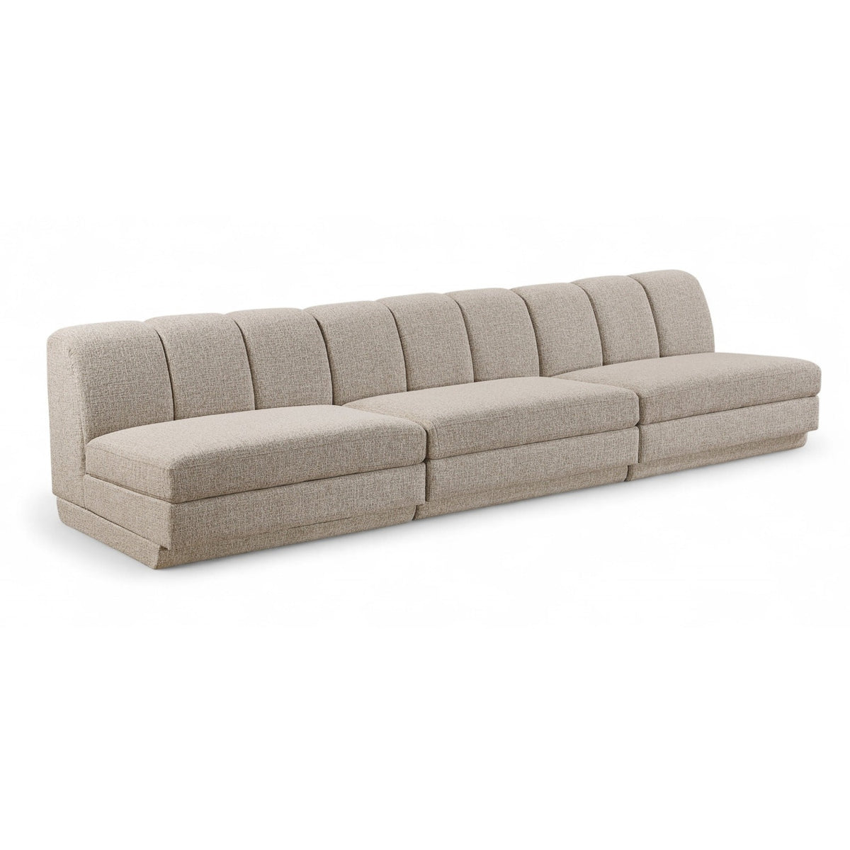 Modari Beige Fabric Upholstered 3pc. Modular Sofa in beige polyester fabric, primary product view