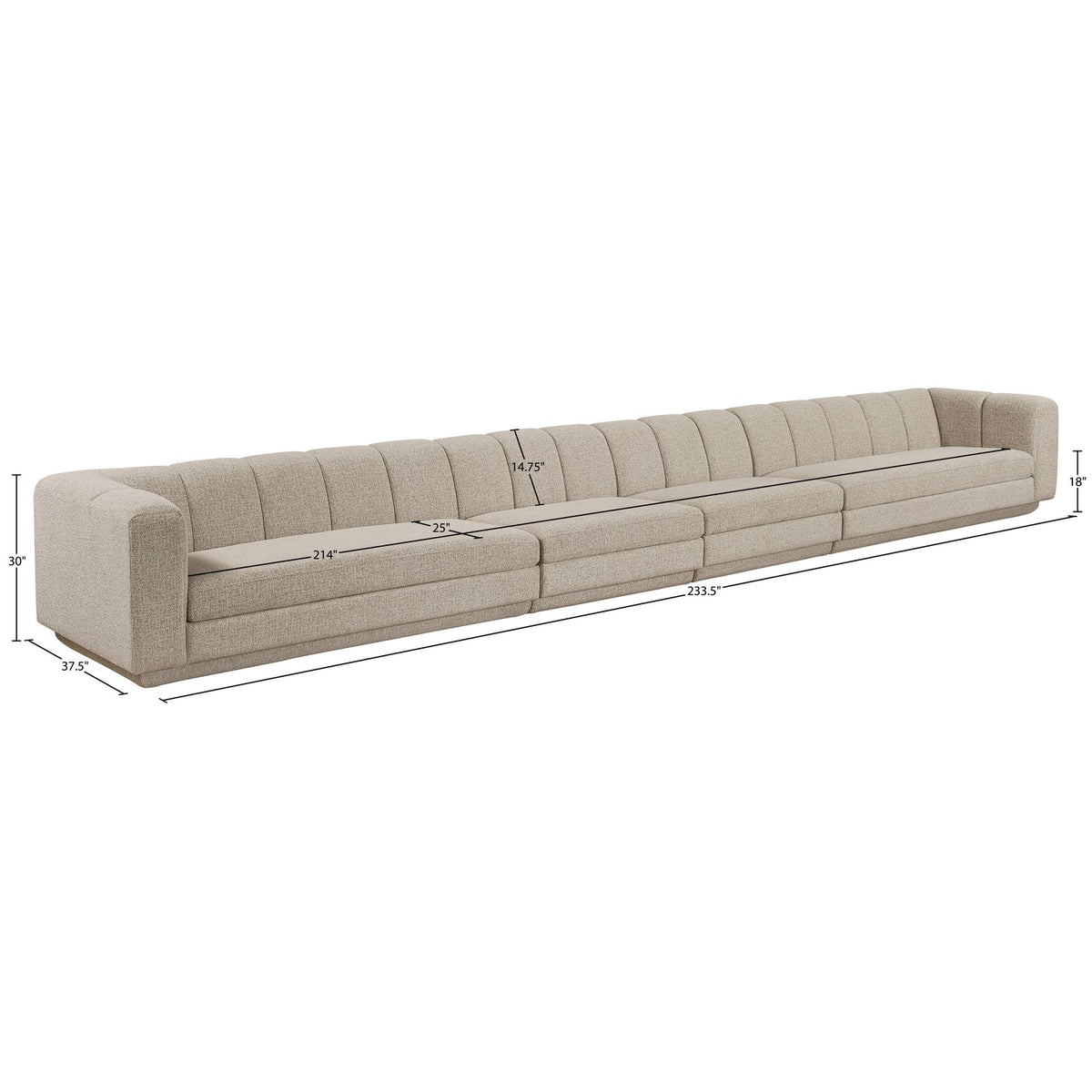 Modari Beige Fabric Upholstered 4 Piece Modular Sofa