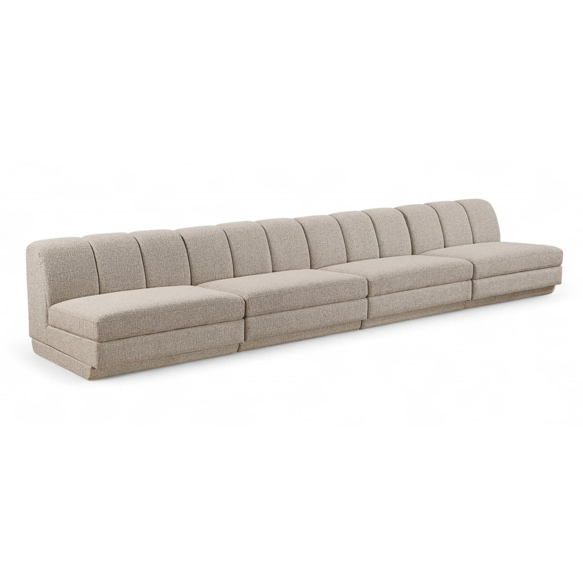 Modari Beige Fabric Upholstered 4pc. Modular Sofa in beige polyester fabric, primary product view
