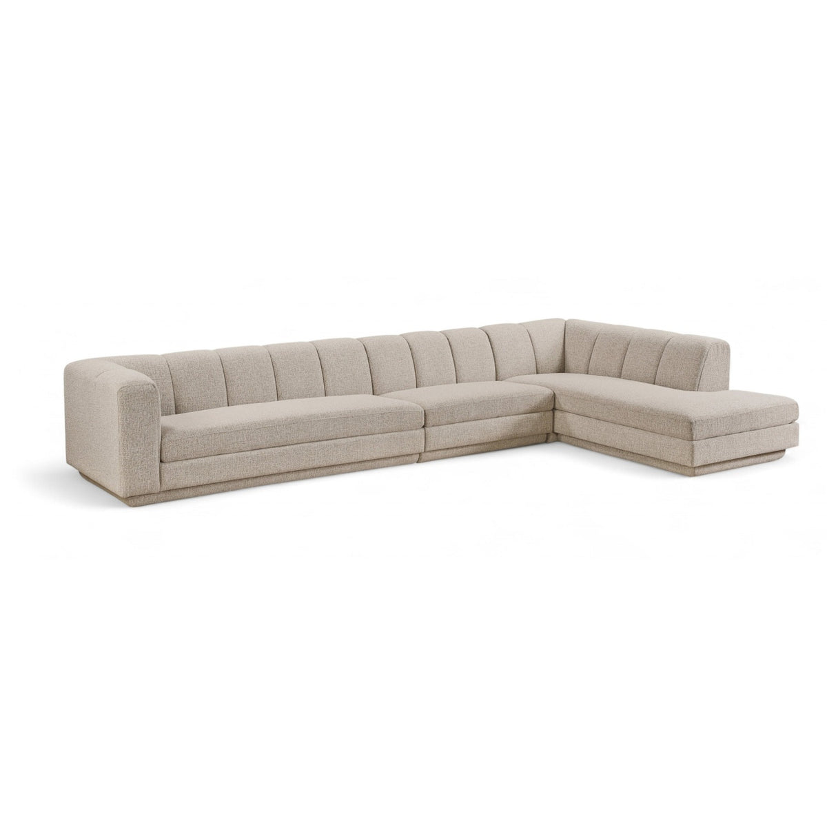 Modari Beige Fabric Upholstered 3pc. Modular Sectional in beige polyester fabric, primary product view