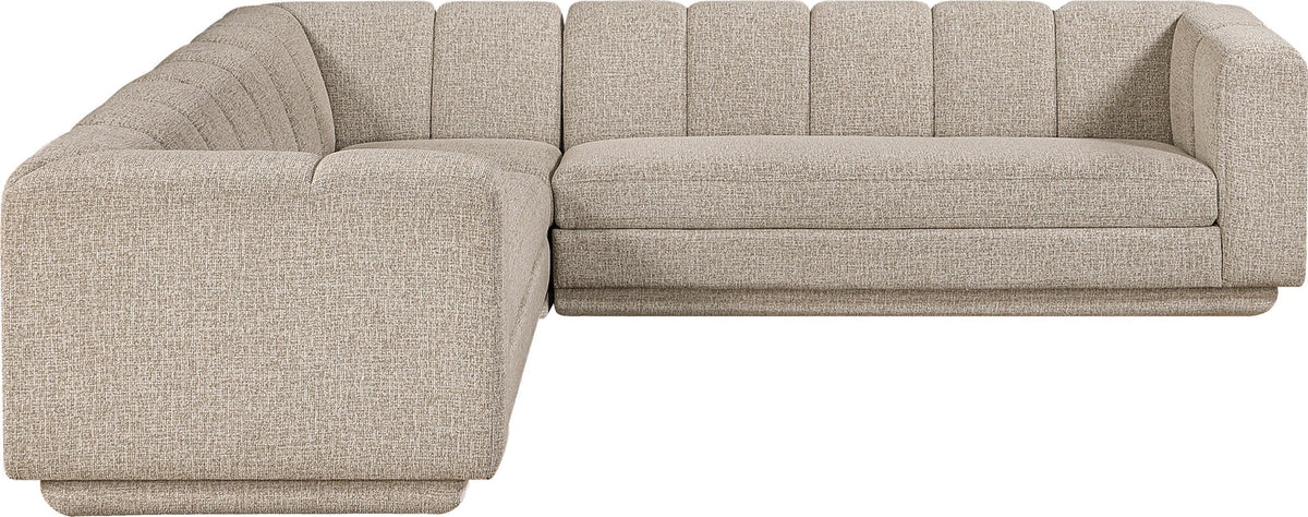 Modari Beige Fabric Upholstered 3 Piece Modular Sectional Sofa