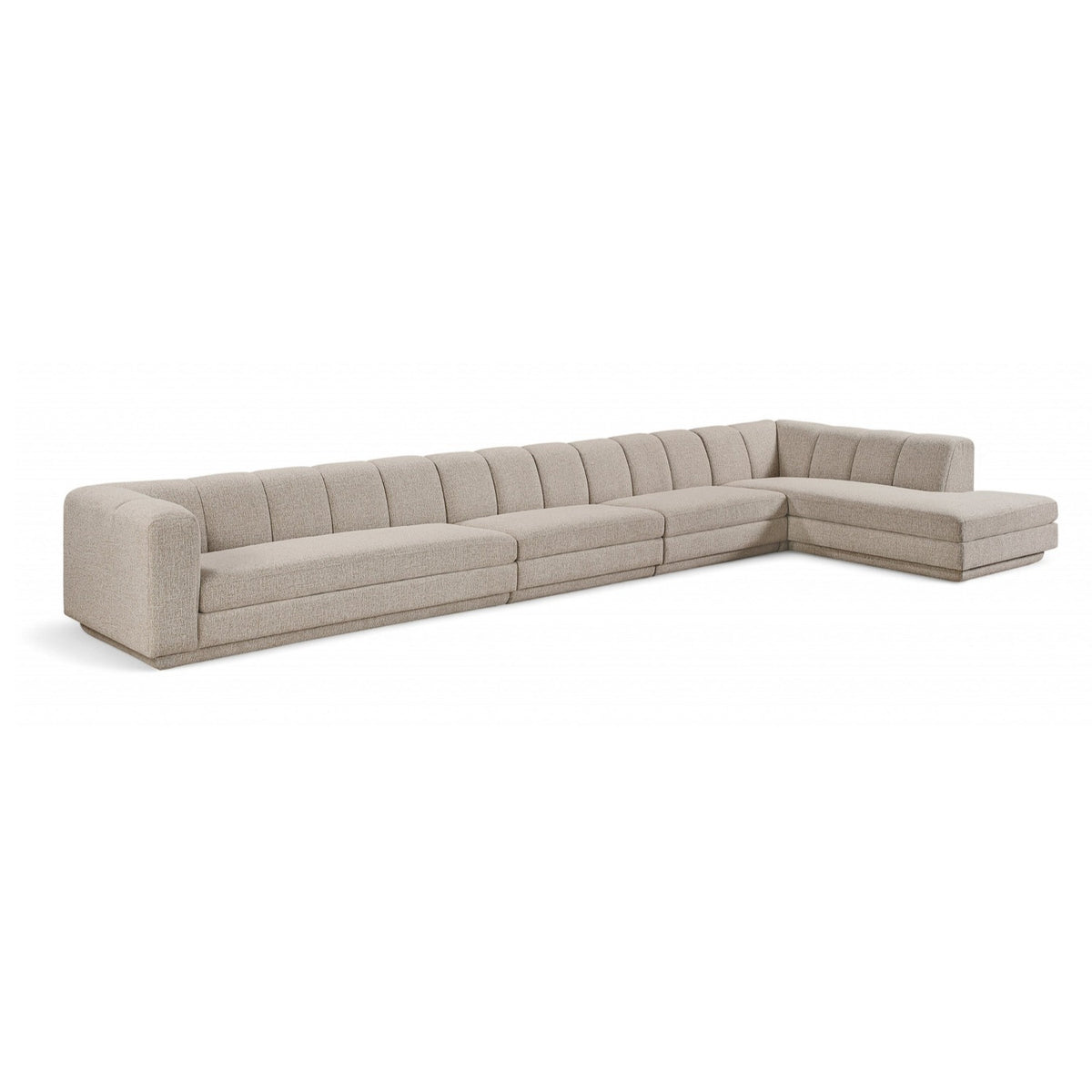 Modari Beige Fabric Upholstered 4pc. Modular Sectional in beige polyester fabric, primary product view