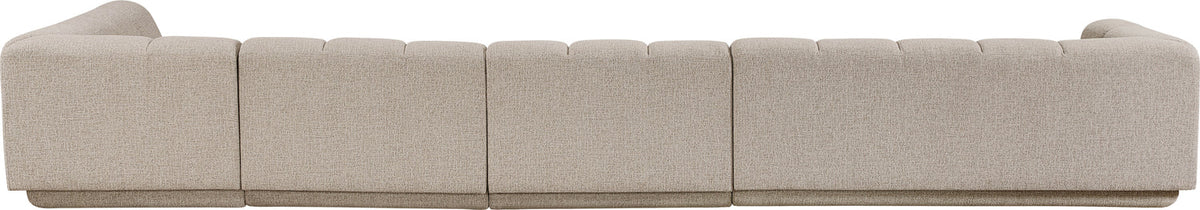 Modari Beige Fabric Upholstered 4 Piece Modular Sectional Sofa