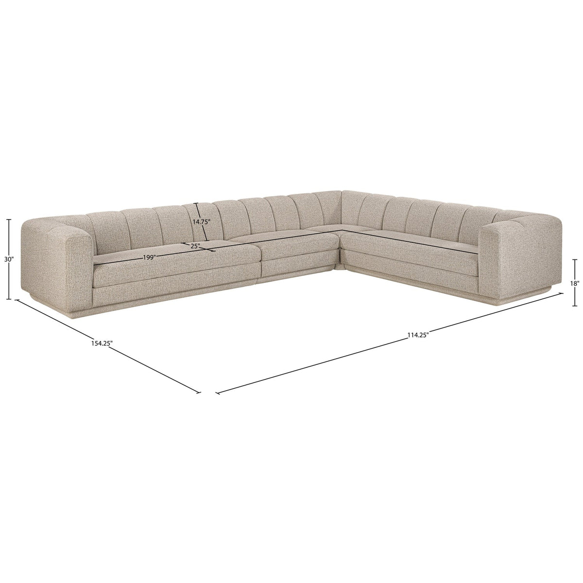 Modari Beige Fabric Upholstered 4 Piece Modular Sectional Sofa