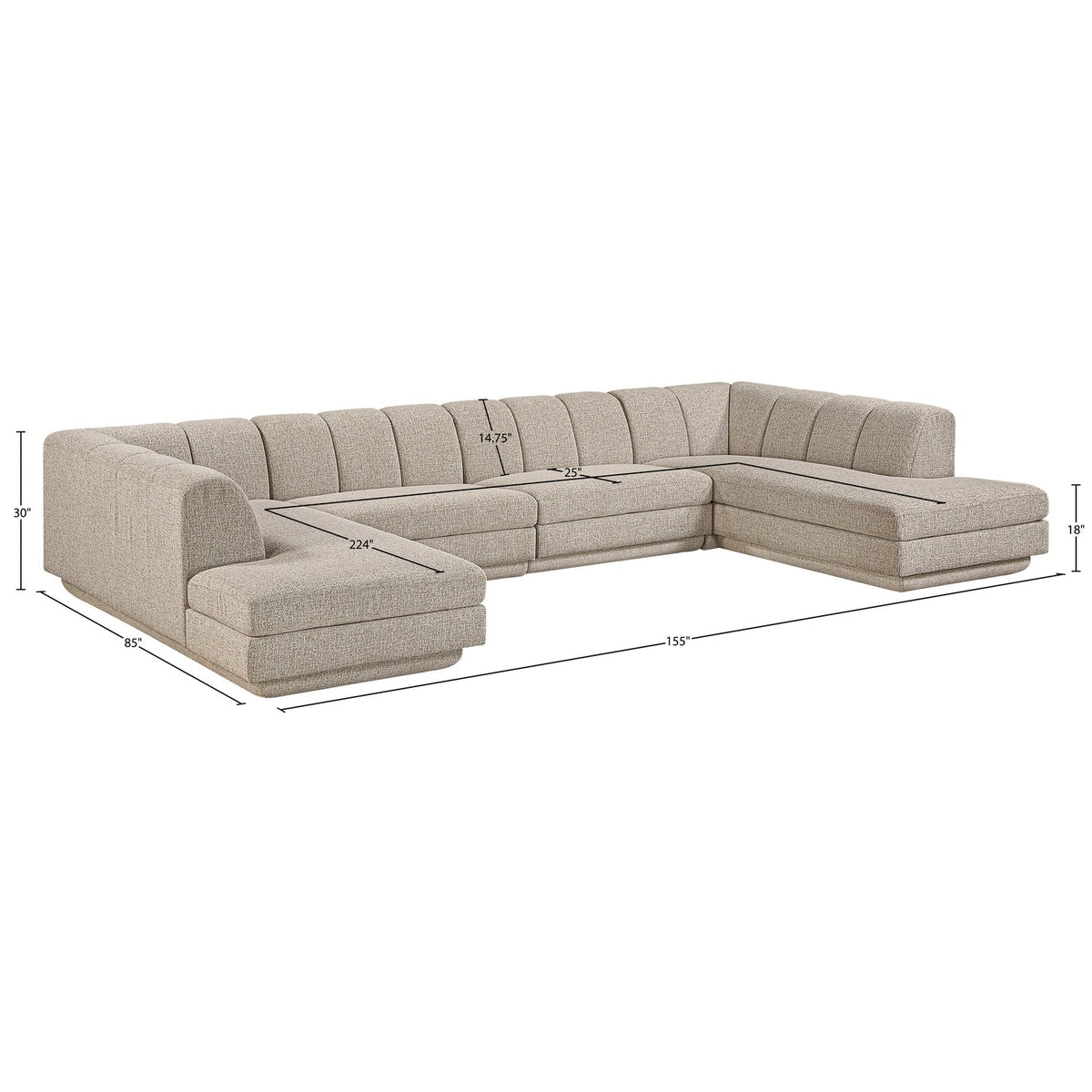 Modari Beige Fabric Upholstered 4 Piece Modular Sectional Sofa