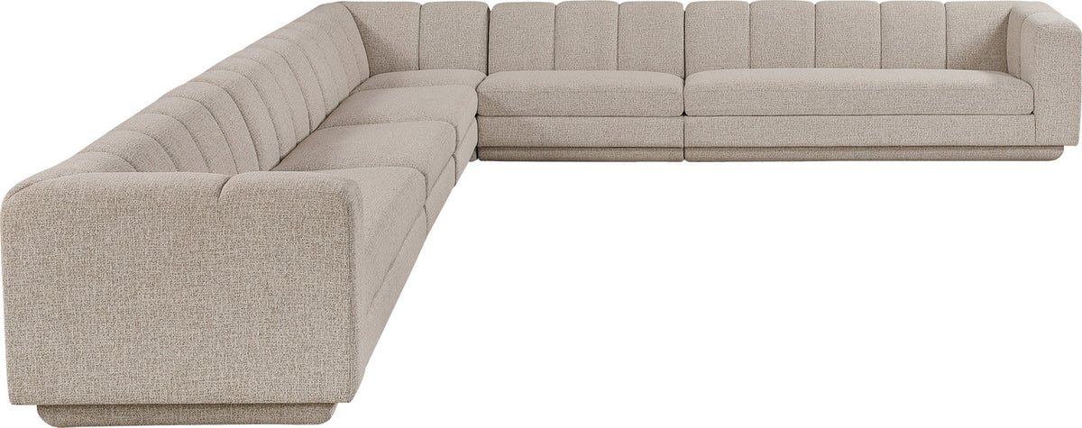 Modari Beige Fabric Upholstered 6 Piece Modular Sectional Sofa