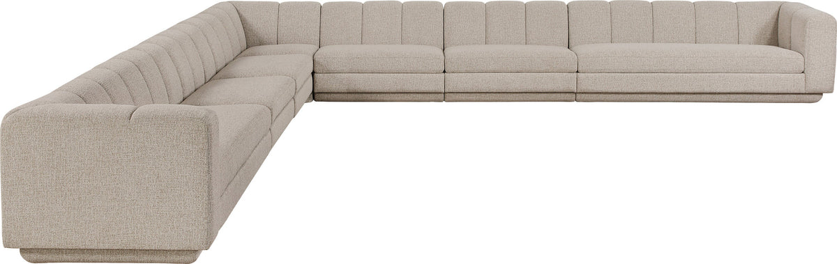Modari Beige Fabric Upholstered 7 Piece Modular Sectional Sofa