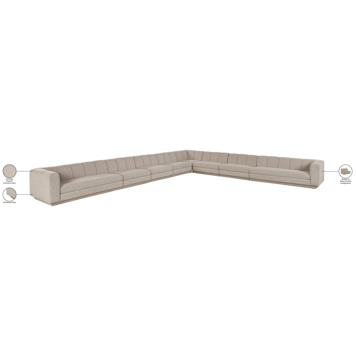 Modari Beige Fabric Upholstered 8 Piece Modular Sectional Sofa