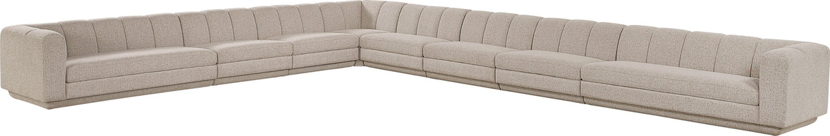 Modari Beige Fabric Upholstered 8 Piece Modular Sectional Sofa