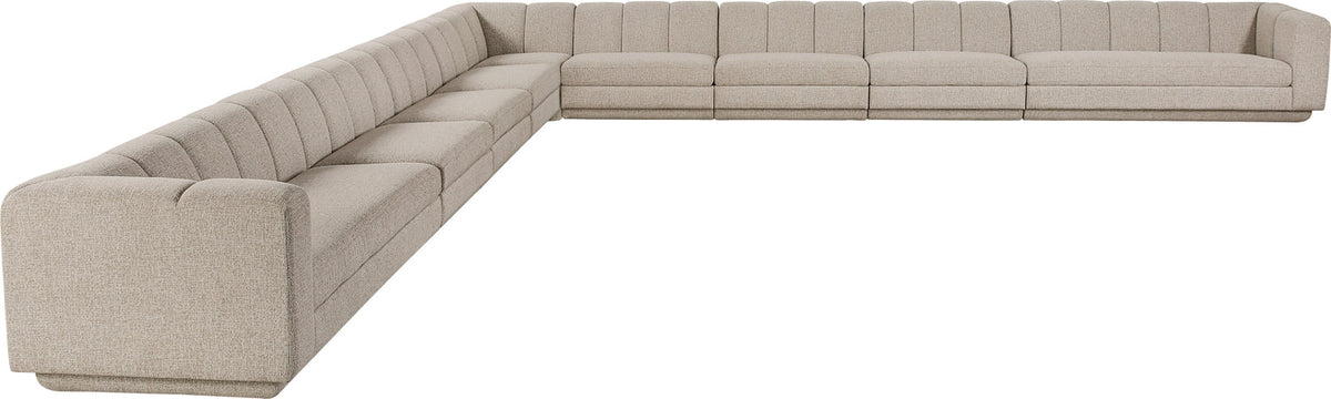 Modari Beige Fabric Upholstered 9 Piece Modular Sectional Sofa