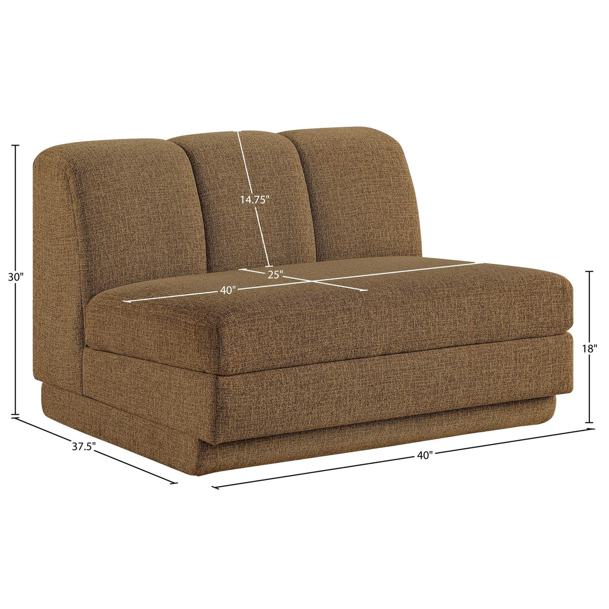Modari Brown Fabric Upholstered Armless Chair