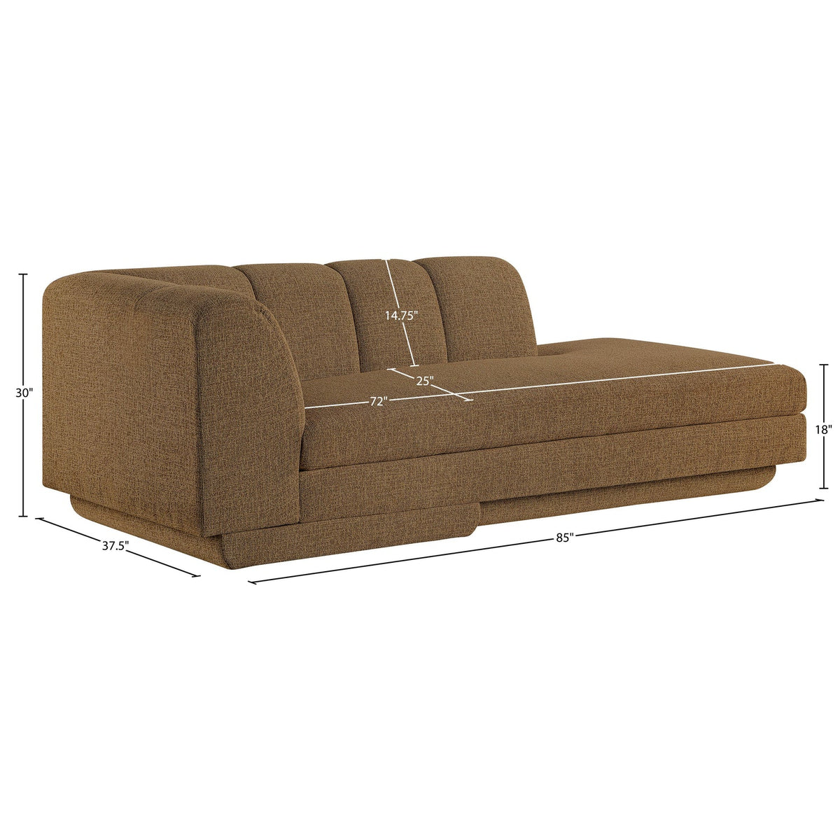 Modari Brown Fabric Upholstered Right Arm Chaise