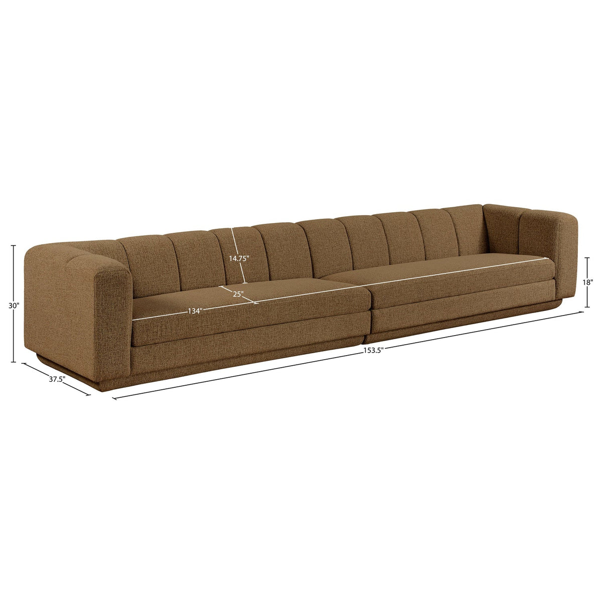Modari Brown Fabric Upholstered 2 Piece Modular Sofa