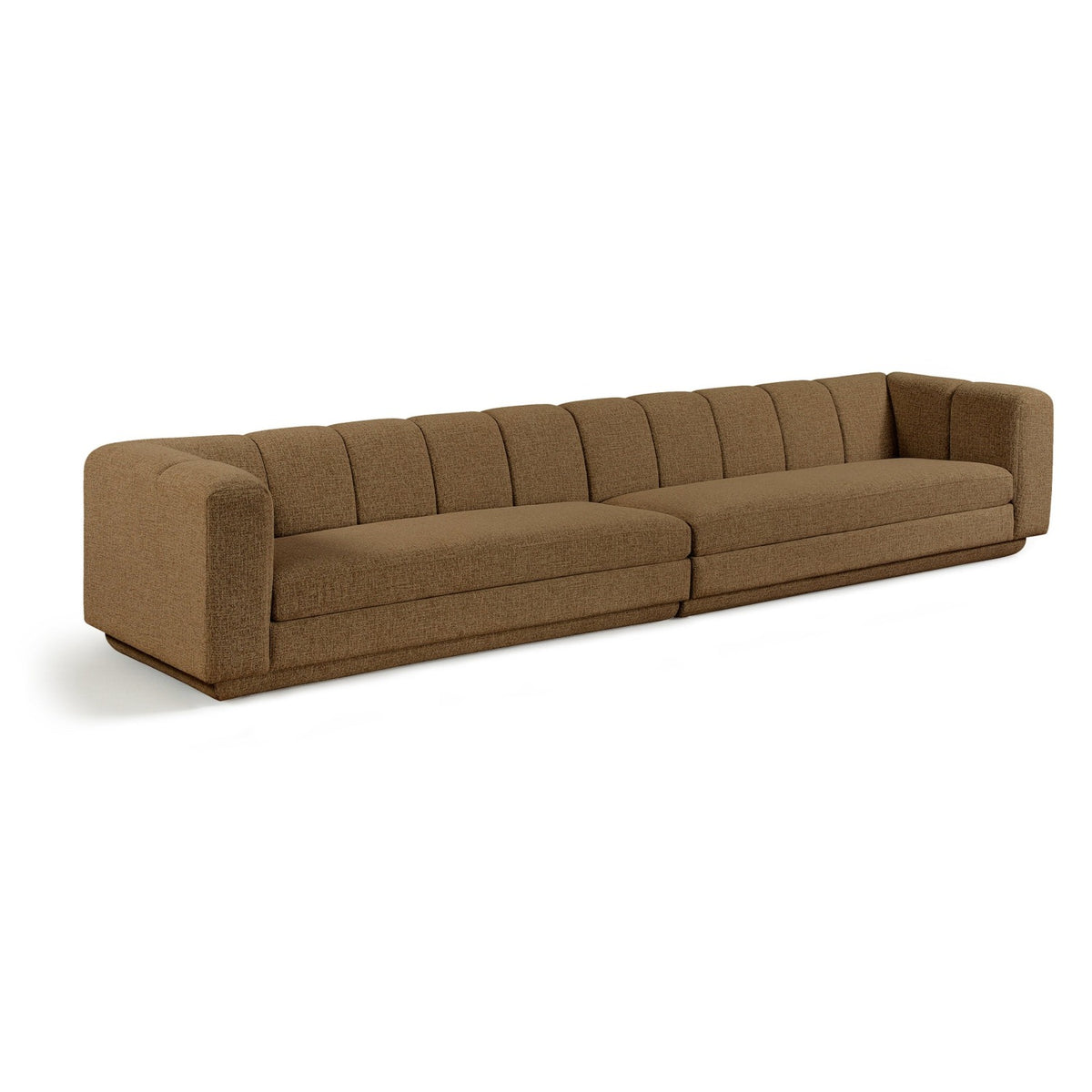 Modari Brown Fabric Upholstered 2pc. Modular Sofa in brown chenille-blend polyester, 153.5"W, primary product view