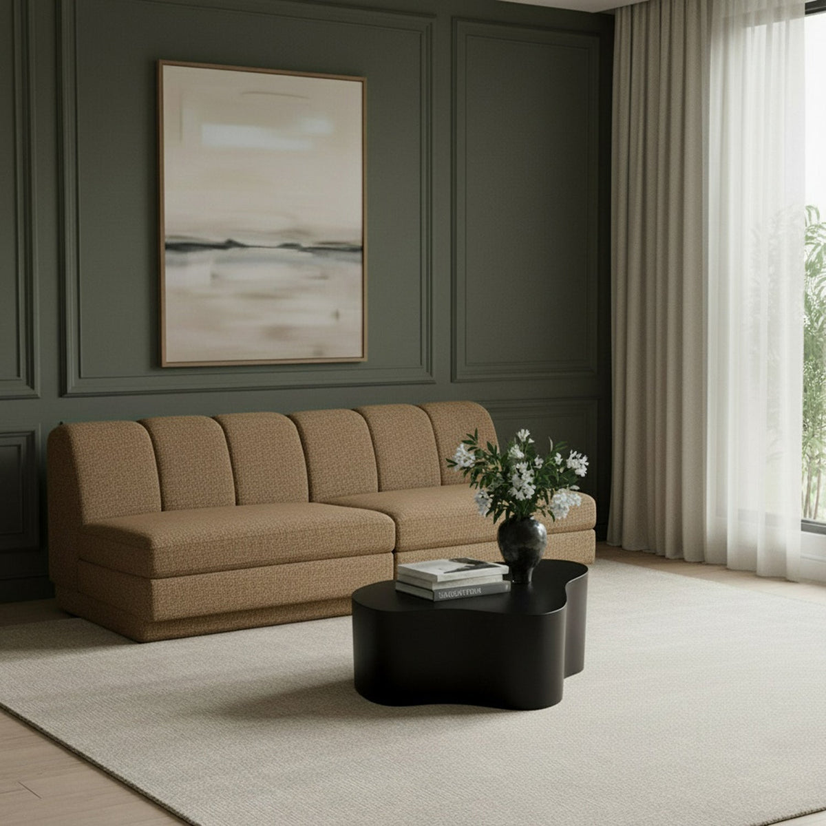 Modari Brown Fabric Upholstered 2Piece Modular Sofa