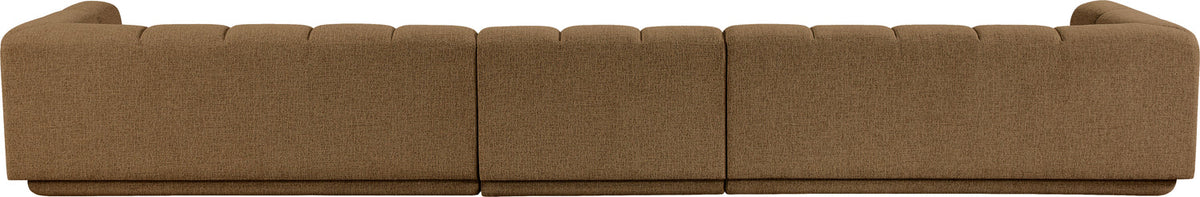 Modari Brown Fabric Upholstered 3 Piece Modular Sofa