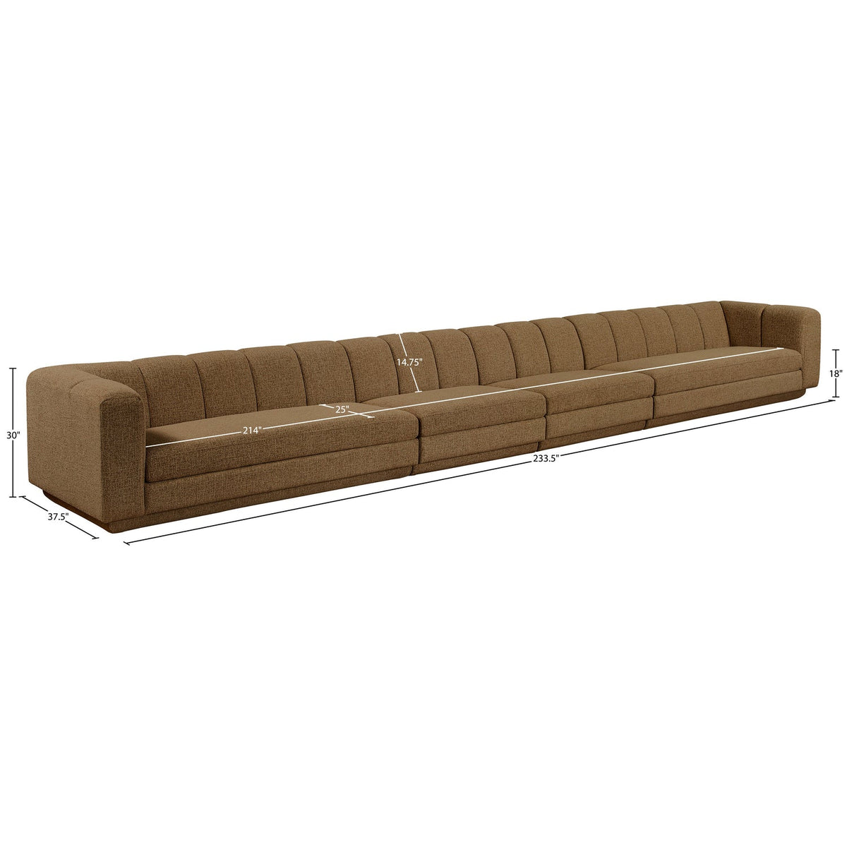 Modari Brown Fabric Upholstered 4 Piece Modular Sofa