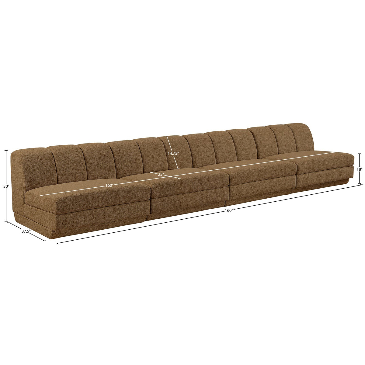 Modari Brown Fabric Upholstered 4 Piece Modular Sofa