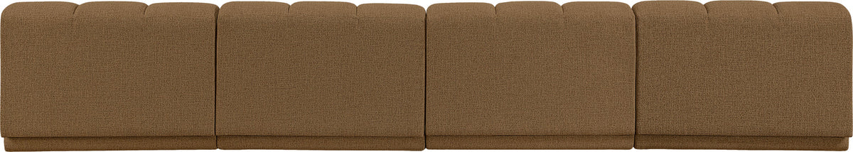Modari Brown Fabric Upholstered 4 Piece Modular Sofa
