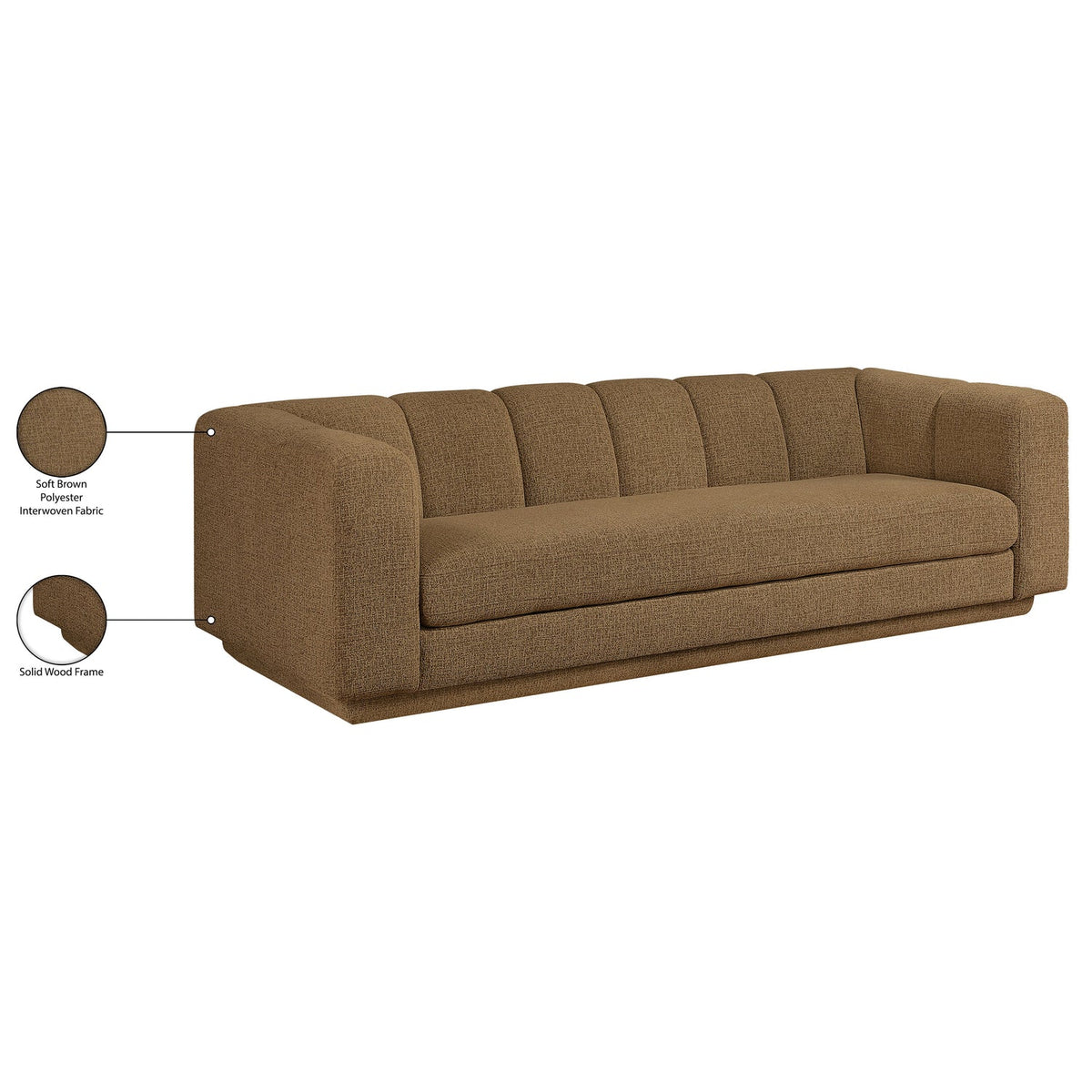 Modari 95in Brown Fabric Upholstered Sofa