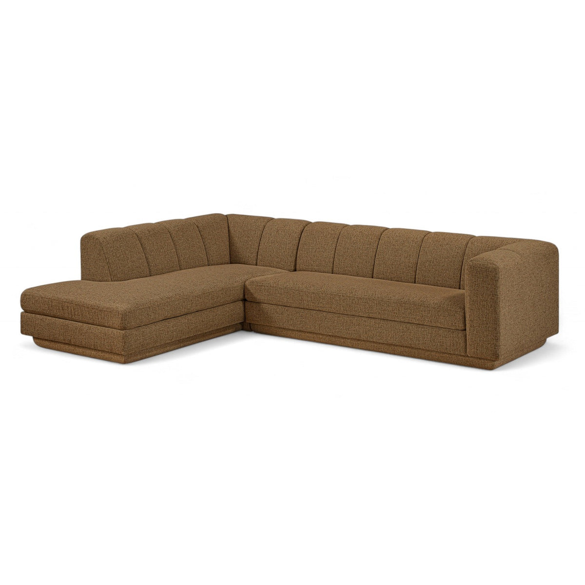 Modari Brown Fabric Upholstered 2pc. Modular Sectional in brown chenille-blend polyester, 114.25"W, primary product view