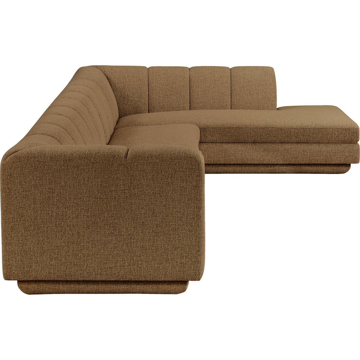 Modari Brown Fabric Upholstered 3 Piece Modular Sectional Sofa