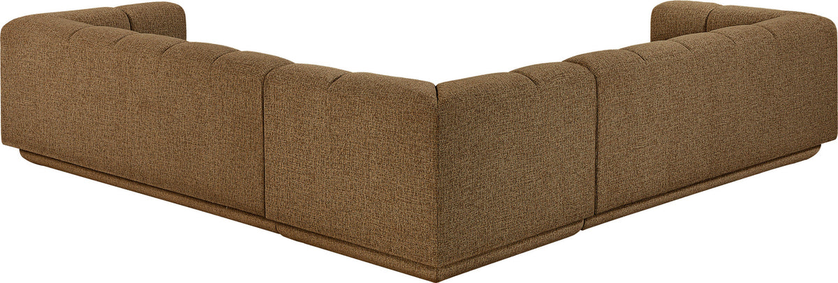 Modari Brown Fabric Upholstered 3 Piece Modular Sectional Sofa
