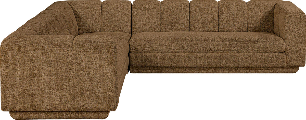 Modari Brown Fabric Upholstered 3 Piece Modular Sectional Sofa