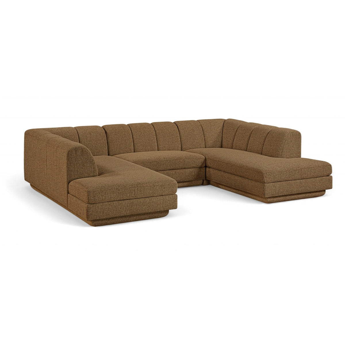 Modari Brown Fabric Upholstered 3pc. Modular Sectional in brown chenille-blend polyester, 115"W, primary product view