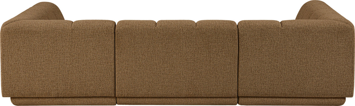 Modari Brown Fabric Upholstered 3 Piece Modular Sectional Sofa