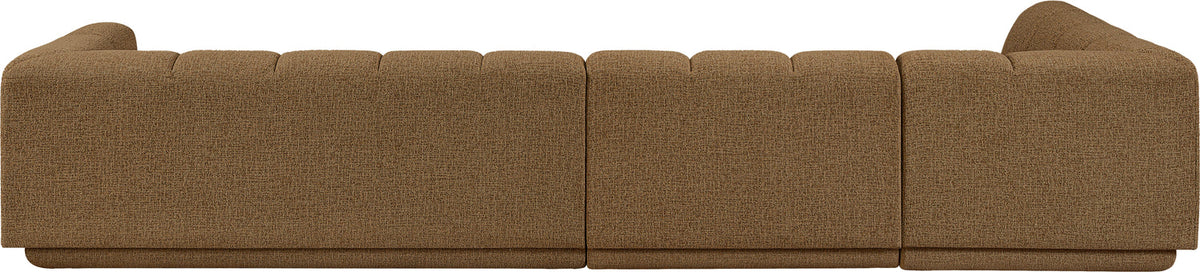 Modari Brown Fabric Upholstered 3 Piece Modular Sectional Sofa
