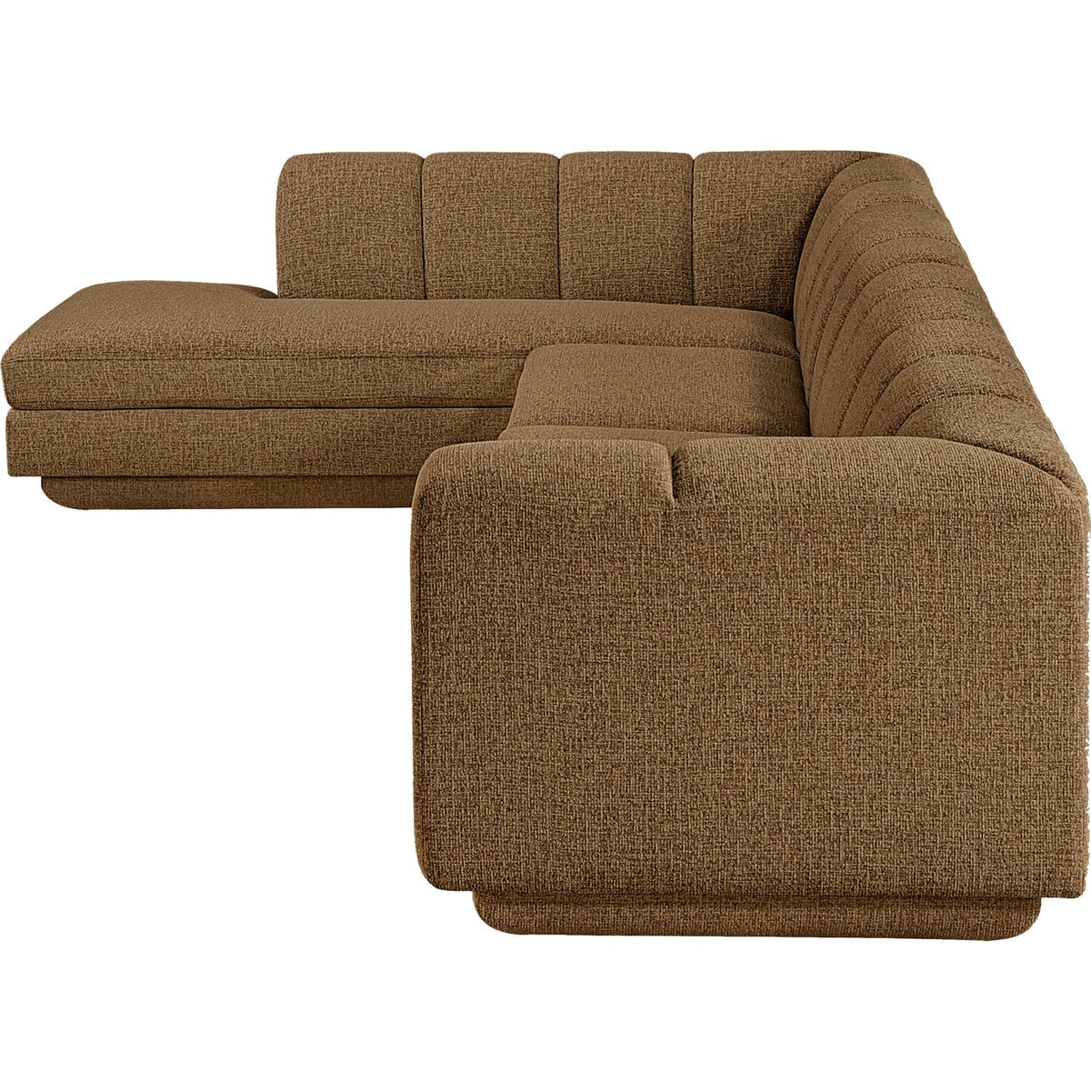 Modari Brown Fabric Upholstered 3 Piece Modular Sectional Sofa
