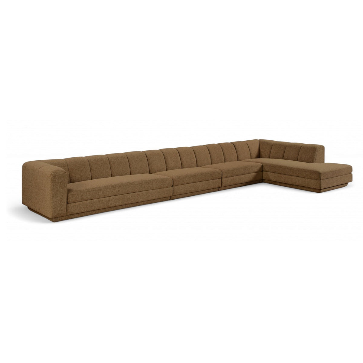 Modari Brown Fabric Upholstered 4pc. Modular Sectional in brown chenille-blend polyester, 194.25"W, primary product view