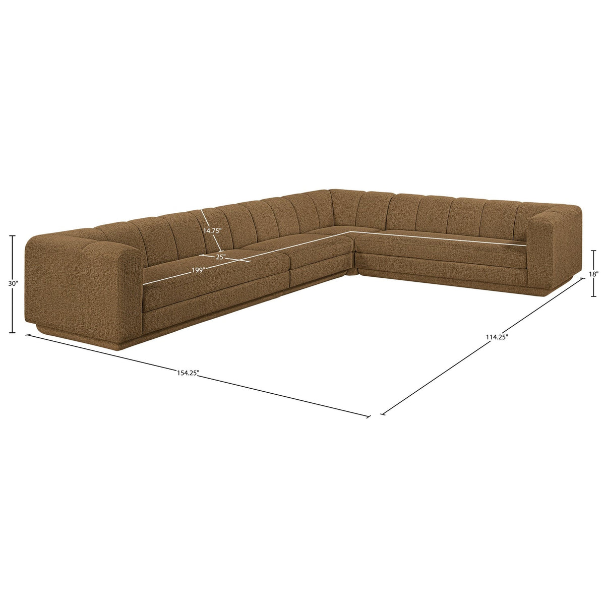 Modari Brown Fabric Upholstered 4 Piece Modular Sectional Sofa
